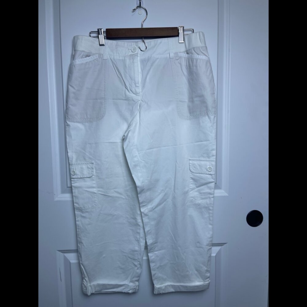 NWT Talbots White 100% Cotton Cargo Pants | Size 10